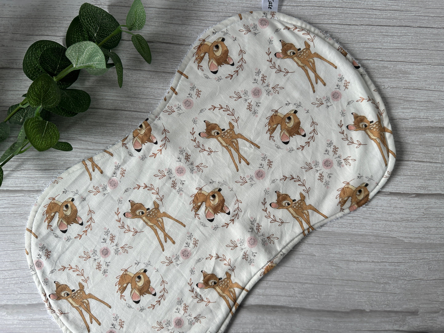 Cotton & Terry Towelling Baby Burping Cloth - Bambi