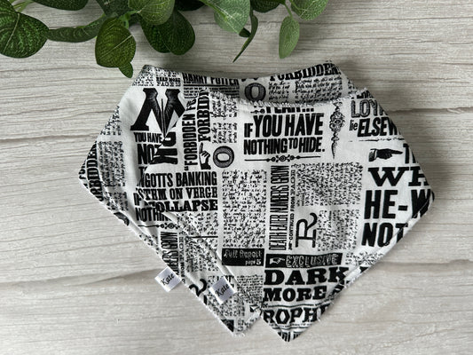 Cotton & Terry Towelling Baby Bandana Bib - Harry Potter's Daily Prophet