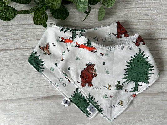 Cotton & Terry Towelling Baby Bandana Bib - Gruffalo Forest Walk