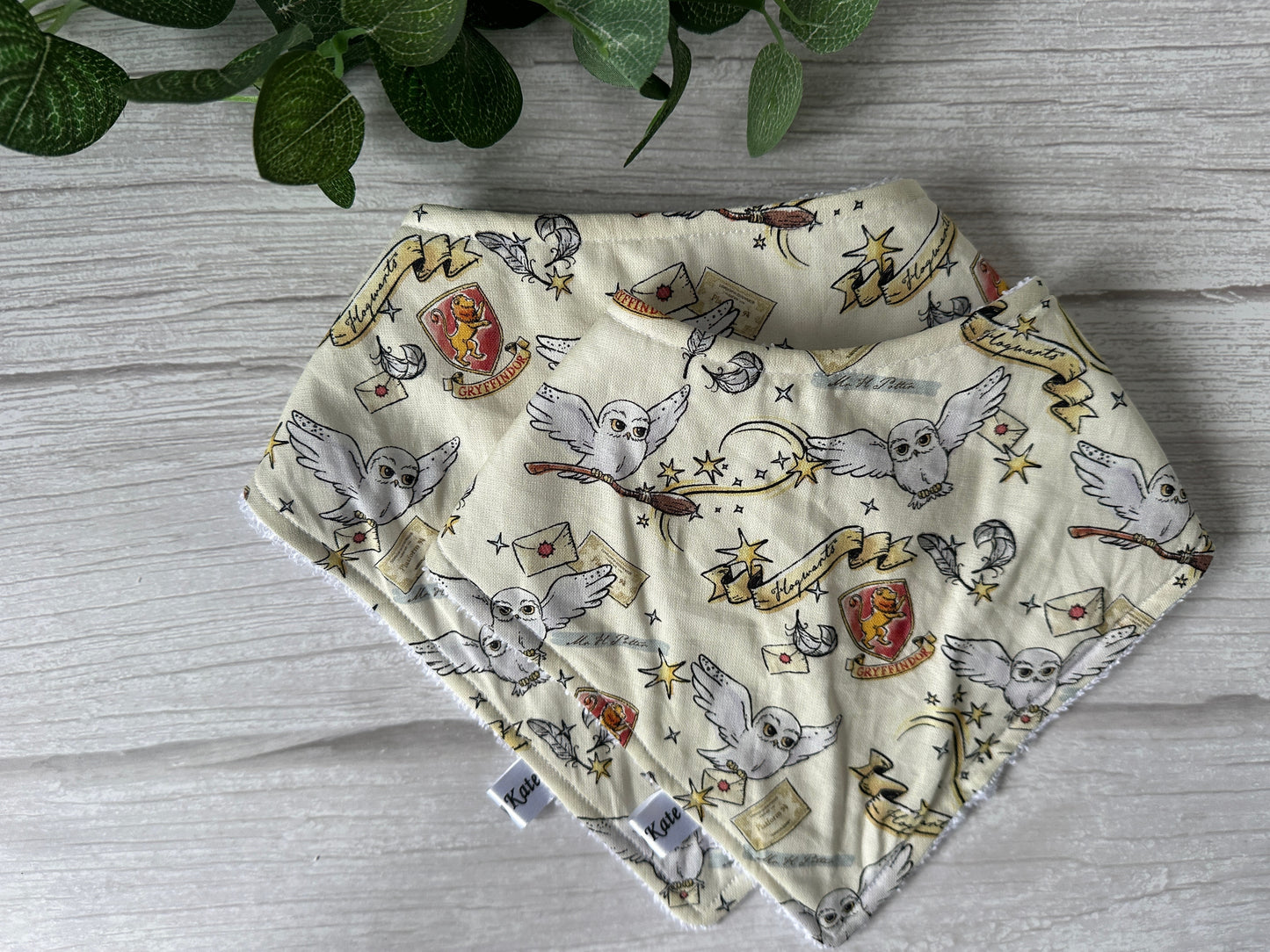 Cotton & Terry Towelling Baby Bandana Bib - Harry Potter's Hedwig