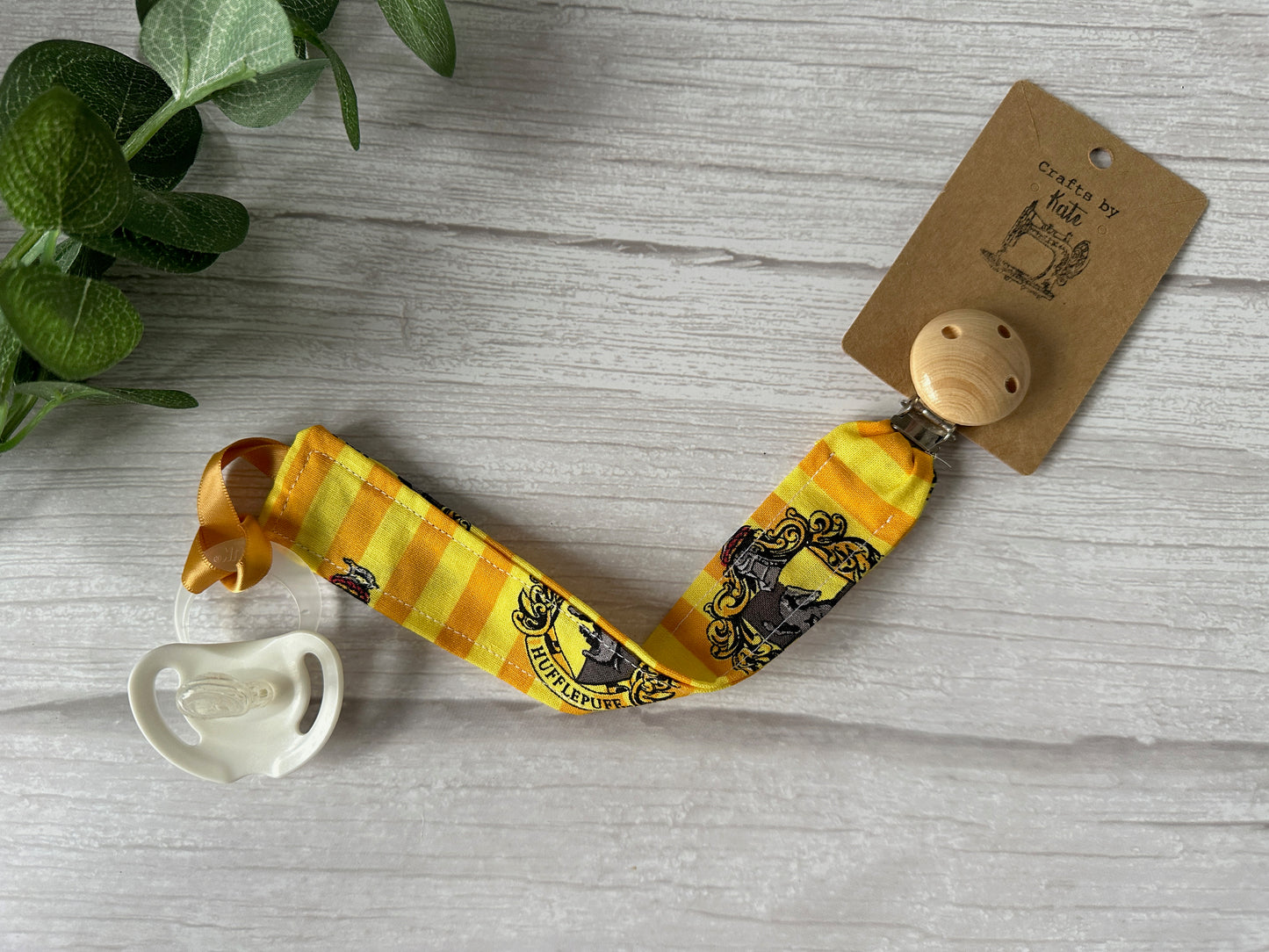 Cotton & Bamboo Baby Dummy Clip - Harry Potter's Hufflepuff