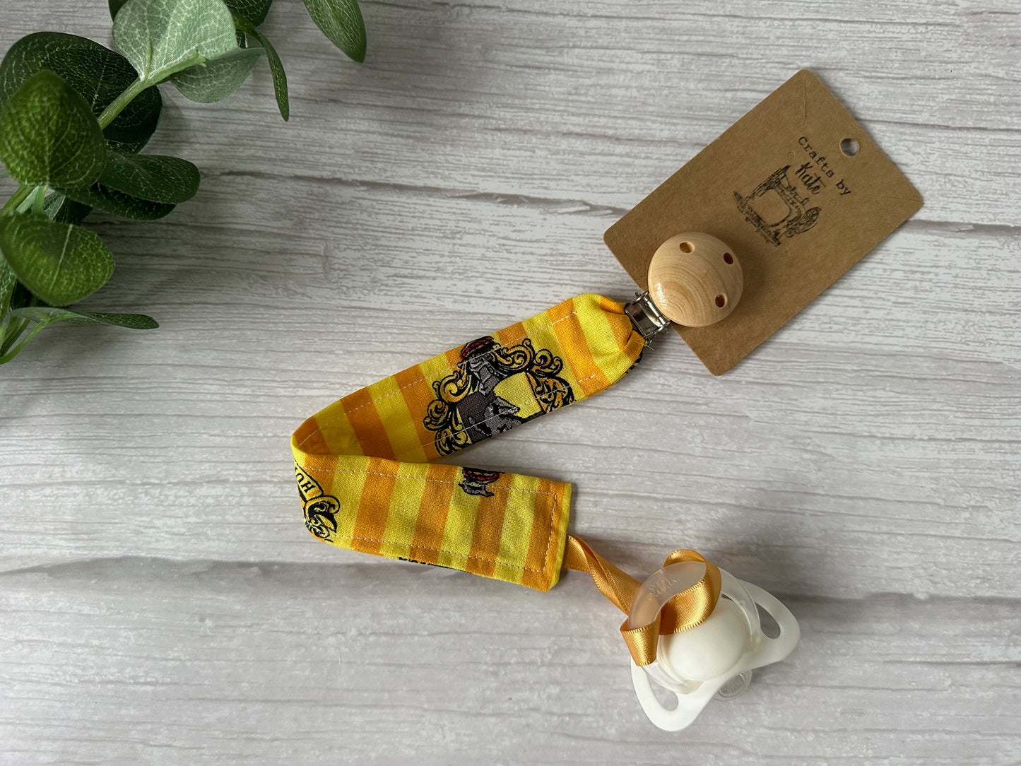 Cotton & Bamboo Baby Dummy Clip - Harry Potter's Hufflepuff