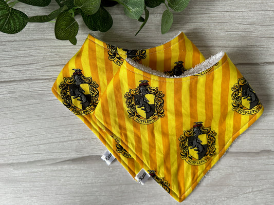 Cotton & Terry Towelling Baby Bandana Bib - Harry Potter's Huffepuff